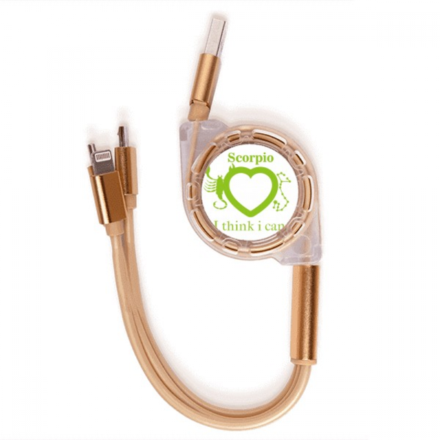 Motivo del amor Cable de carga telescópico múltiples USB tres en uno