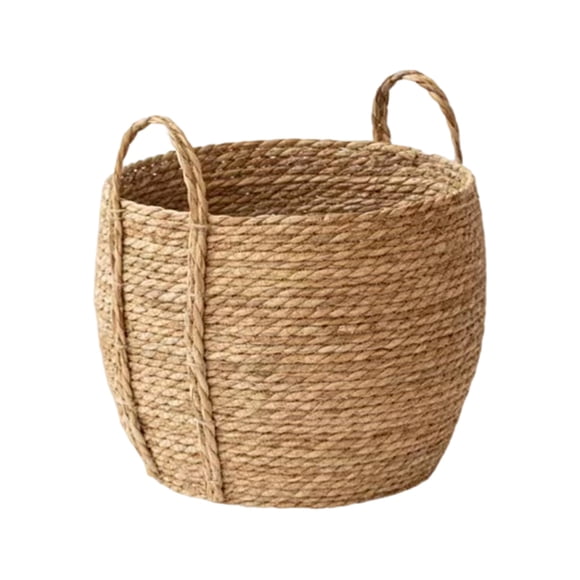 Dvkptbk Pastorals Seaweed Woven Handmade Flower Basket with Handle Rattan Decorative Flowerpot office supplies