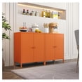 thumbnail image 4 of Small 2 Transparent Door Metal Storage Side Buffet Cabinet for Bed Room,Living Room,Entryway,Hallway,Home,Hotel,Office,Garage,Kitchen,1 Removable Shelf. (Metal Door, Orange), 4 of 5