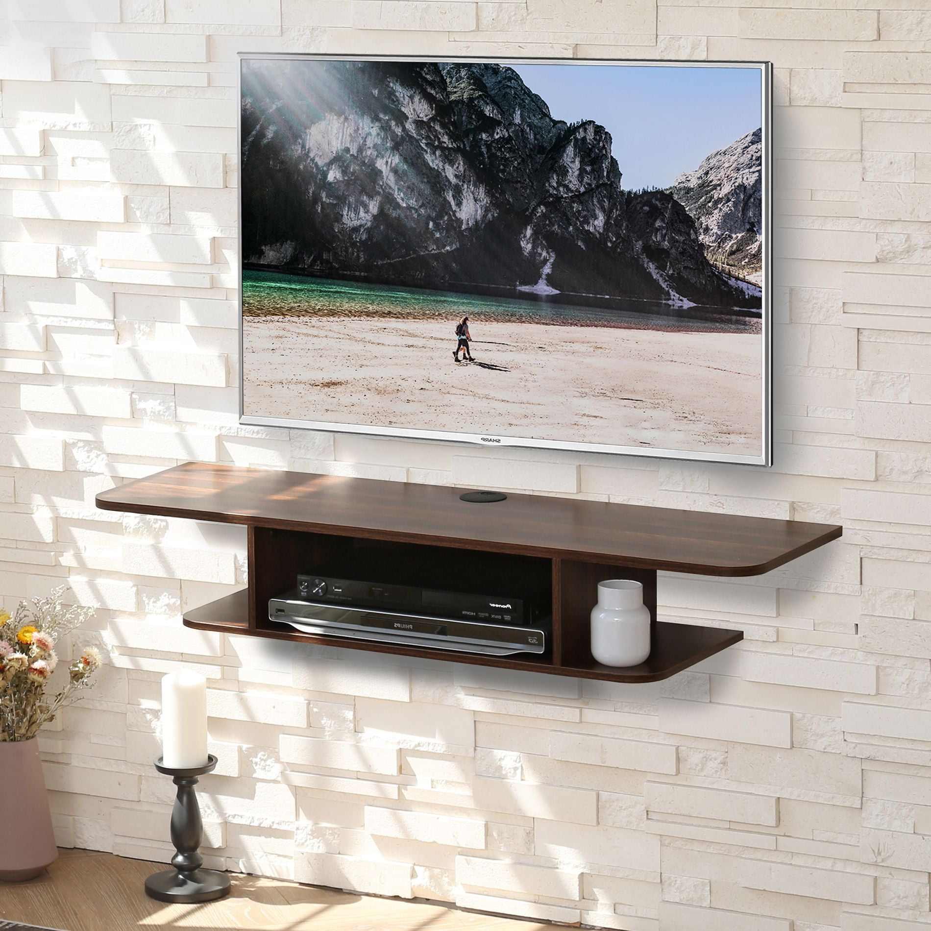 Fitueyes Floating Tv Stands Wall Mounted Wood Media Console