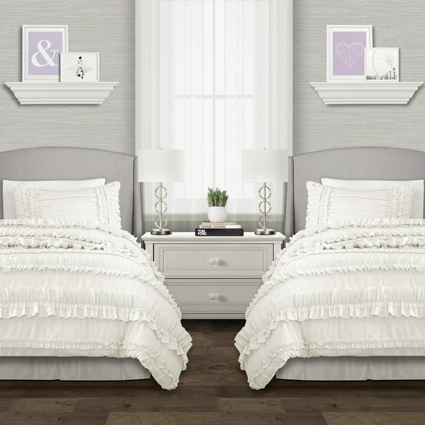 "Lush Decor Belle Textured Ruffle Detail Back To Campus Dorm Room