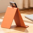 thumbnail image 2 of Silicone Phone & Tablet Stand, 6-Inch Adjustable Foldable Holder with Non-Slip Base, Universal Desk Cradle for Home, Office, Dorm & Travel, Fits iPhone, iPad & Android Device (Orange, 1PC), 2 of 9