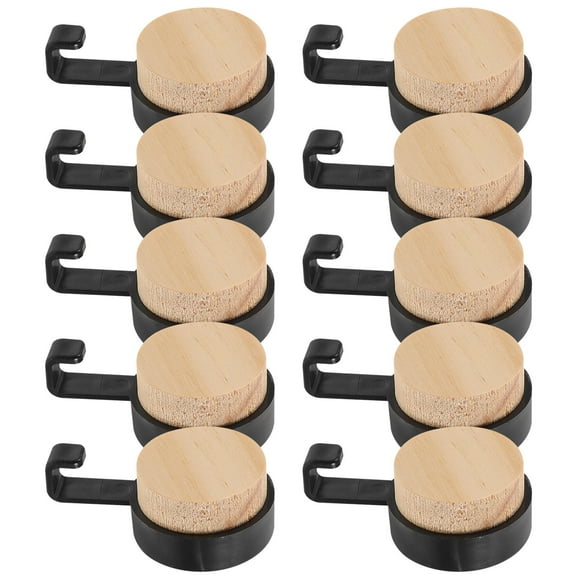 WASHWEPE 10pcs Key Hooks Black Wood Decorative Hooks Heavy Duty Bathroom Office Use