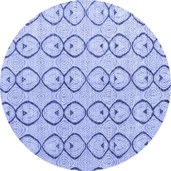 Ahgly Company Machine Washable Indoor Round Solid Blue Modern Area Rugs, 7' Round