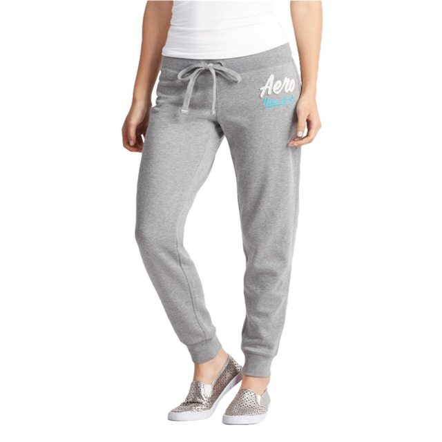 Aeropostale New York Slim Casual Jogger Pantalones para mujer, gris, grande Aeropostale Persona que practica jogging