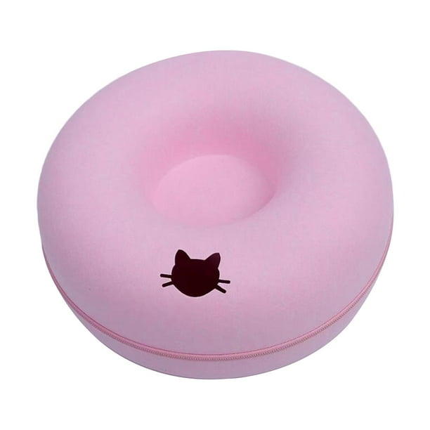 Cama para Gatos Cueva para Gatos Cremallera Tipo Donut Transpirable Resistente a Los Arañazos Desmontable Universal para Todas Las Estaciones Cu Rosa 60cm