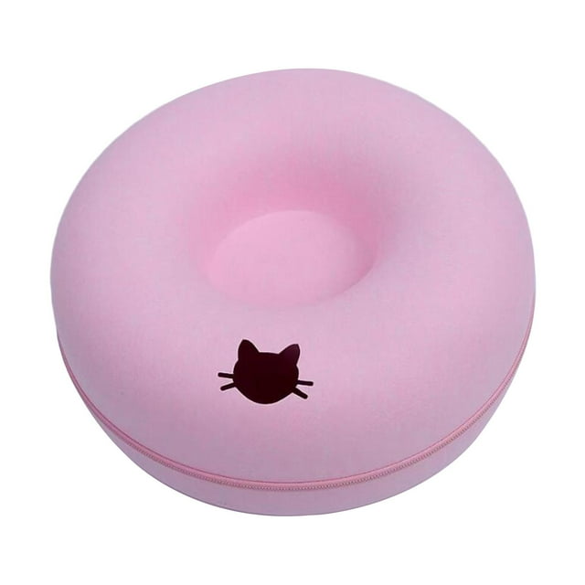 Lit Tunnel pour Chat Résistant aux Griffures Respirant Détachable en Feutre Premium Grotte pour Chat Rose 50cm