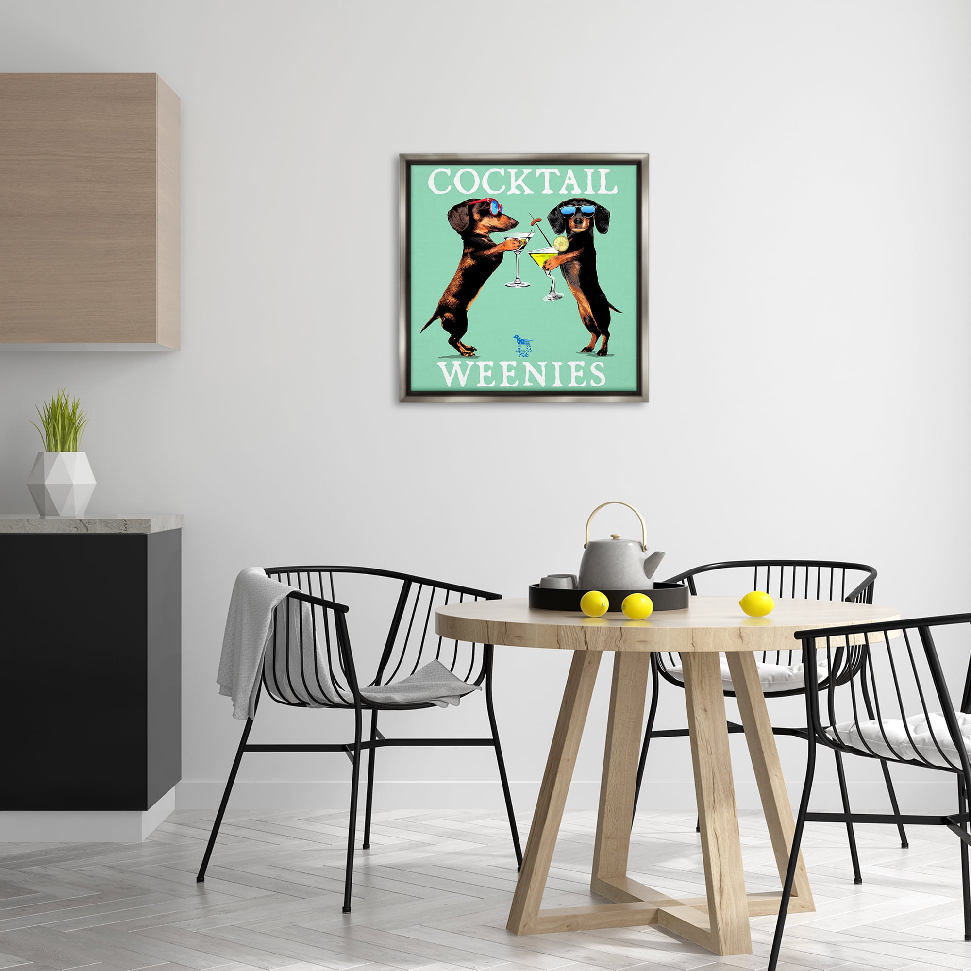 Stupell Industries Flashy Cocktail Weenies Food & Beverage Painting Gray Floater Framed Canvas Art Print Wall Art, 25 x 25