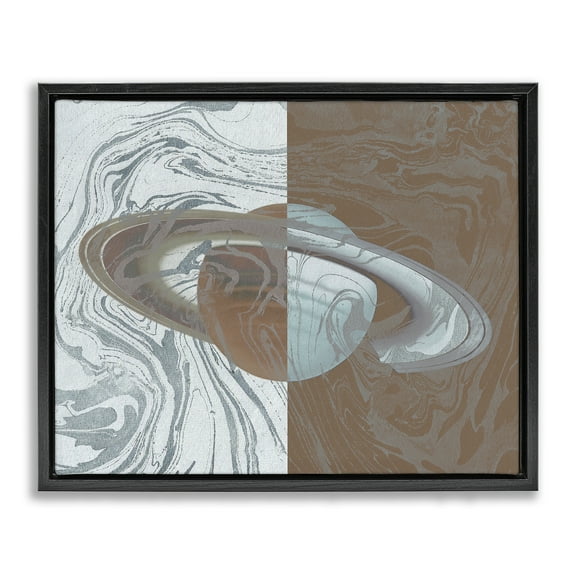 Stupell Industries Abstract Marbled Planet Astrology & Stars Painting Black Floater Framed Canvas Art Print Wall Art, 21 x 17