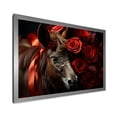 thumbnail image 2 of Designart "Charming Donkey Portrait with Black and Red Roses" Animals Framed Wall Art Decor - Modern Farmhouse Black Donkey Hallway Framed Wall Art Decor, 2 of 6