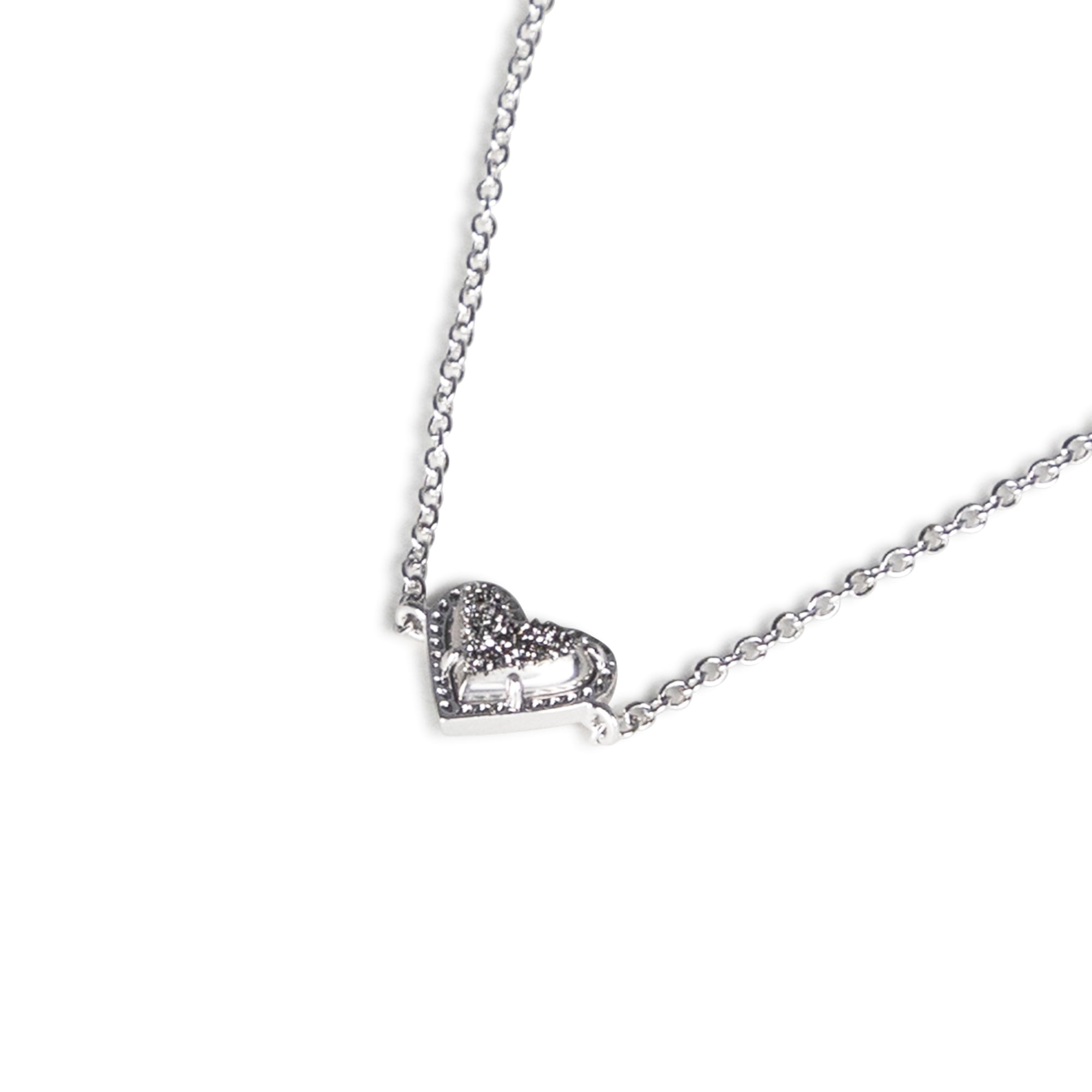 Kendra Scott Ari Heart Adjustable Length Pendant Necklace for Women, Fashion Jewelry, Rhodium-Plated, Platinum Drusy 4217710104
