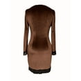 thumbnail image 5 of ZOELNIC Women's Deep V-Neck Bodycon Cocktail Dress Long Sleeve with Lace Trim & Button Details, S, 5 of 7