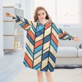 thumbnail image 5 of FORMRS Wearable Blanket Hoodie with Sleeves for Kids Cozy Flannel Sweatshirt, Blue Geometric, 5 of 7