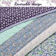 thumbnail image 3 of Cozy Line Home Fashions Striped Cotton Quilts, Queen, Purple Blue, 3-Pieces, 3 of 4