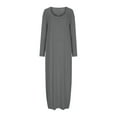 thumbnail image 4 of Enjoytime Fall Dresses for Women 2025 Solid Color Crewneck Loose Long Dress Long Sleeve Trendy Winter Casual Dress Dark Gray S, 4 of 6