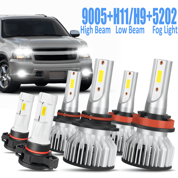 For Chevrolet Tahoe 2007 2008-2014 6x LED Headlight High Low Beam   Fog Light Bulbs Kit 6000K White