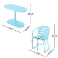 thumbnail image 3 of Christopher Knight Home Minimalist 3-Piece Outdoor Bistro Set, Oval Table & Slatted Chairs, Matte Light Blue, 3 of 7
