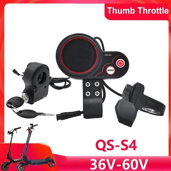 QS-S4 36V-60V Thumb Throttle LCD Display Kit Ignition Lock Key for Zero 8 9 10 8X 10X Electric Scooter 6PIN Display,1 x QS-S4 Meter Kit 1 x Ignition Lock Key,Black