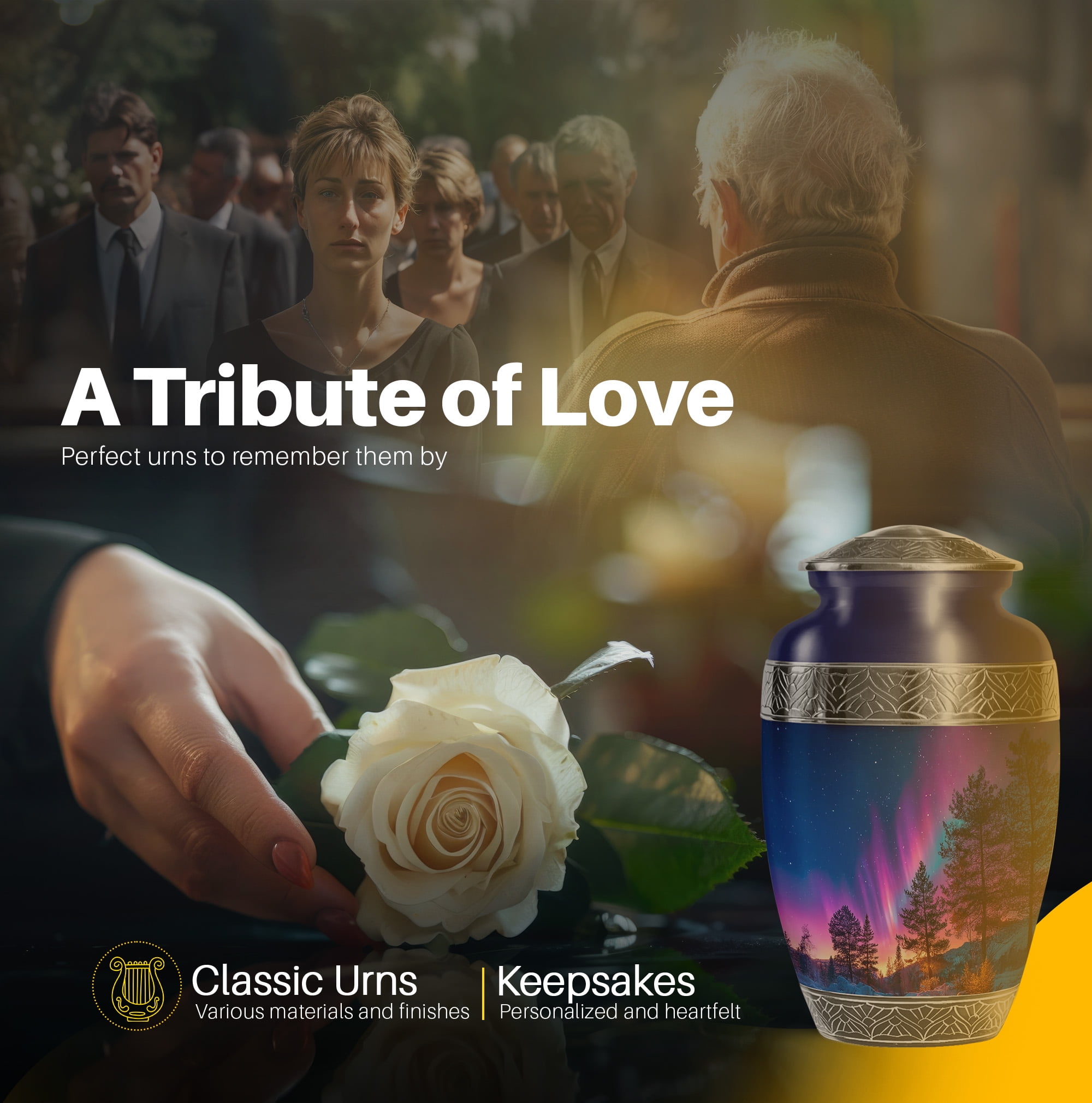 YATSKIA Northern Lights Large Memorial Urns for Human Ashes Adult Man, Decorative Cremation Urn for Ashes for Women, (200 Cubic, Large 10 Inch)