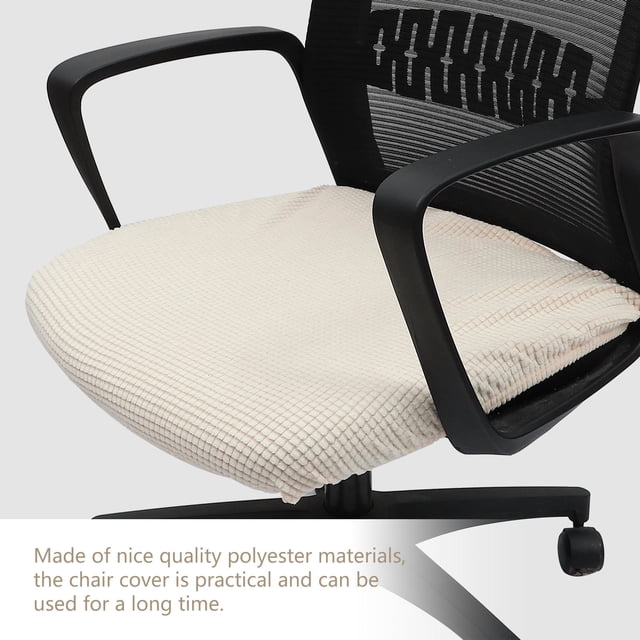 FONDOTIN 1Pc Polyester Beige Chair Seat Cover Elastic Protector Machine Washable for Office Use