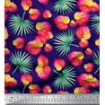 thumbnail image 1 of Soimoi Rayon Crepe Fabric Leaves & Laceleaf Floral Printed Fabric 1 Yard 46 Inch Wide, 1 of 3