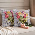 thumbnail image 2 of Hello Spring Pillow Covers 2 Pack Watercolor Tulip Purple Texture Pillowcase Waterproof Outdoor Throw Pillow Cover for Patio Garden Square Cushion 26”x26”, 2 of 9