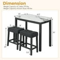 thumbnail image 3 of Gymax 3 PCS Bar Table Set w/ Charging Station Modern Counter Height Breakfast Table White, 3 of 9