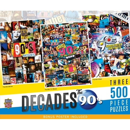 MasterPieces Puzzle Bundle - The 90 s 3-Pack 500 Piece Jigsaw Puzzles