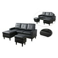 thumbnail image 2 of Small Convertible Sectional Sofa for Living Room Couch with Reversible Chaise & Ottoman, Black, 2 of 4