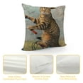 thumbnail image 4 of YINGXI Funny Cat Farmhouse Décor The Cat on a Horse Decorative Throw Pillow Cover Cotton Linen Sofa Couch 20x20in, 4 of 5