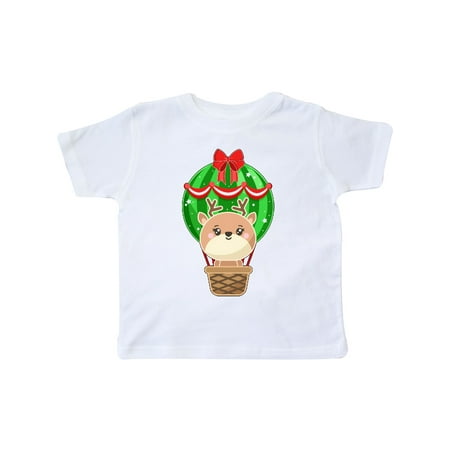 

Inktastic Cute Christmas Reindeer in a Hot Air Balloon Gift Toddler Boy or Toddler Girl T-Shirt