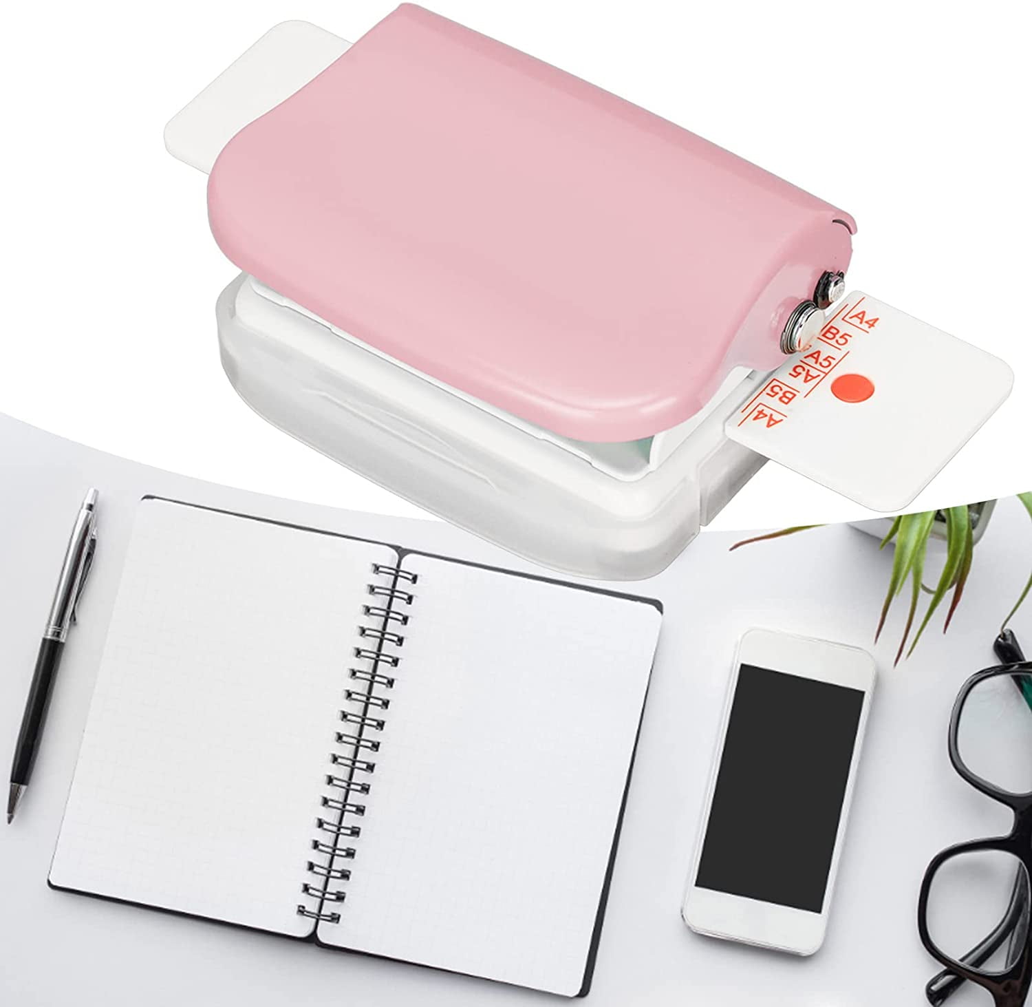 ABCISI Binding Machines, Mini Manual Multipurpose 6 Holes Cinch Book Binding Machine, Coil Binding Machine for Home Office(Pink)