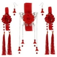 thumbnail image 2 of Borla Larga con , Conjunto de Pendientes Colgantes, Conjunto de Pasador de cabellero de Cosplay Chino de Flores rojo Salvador Pinza de pelo chino antiguo, 2 of 10
