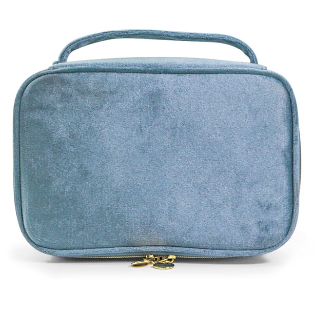 Bolsa de maquillaje, organizador de maquillaje de viaje, bolsas para brochas de maquillaje, azul claro
