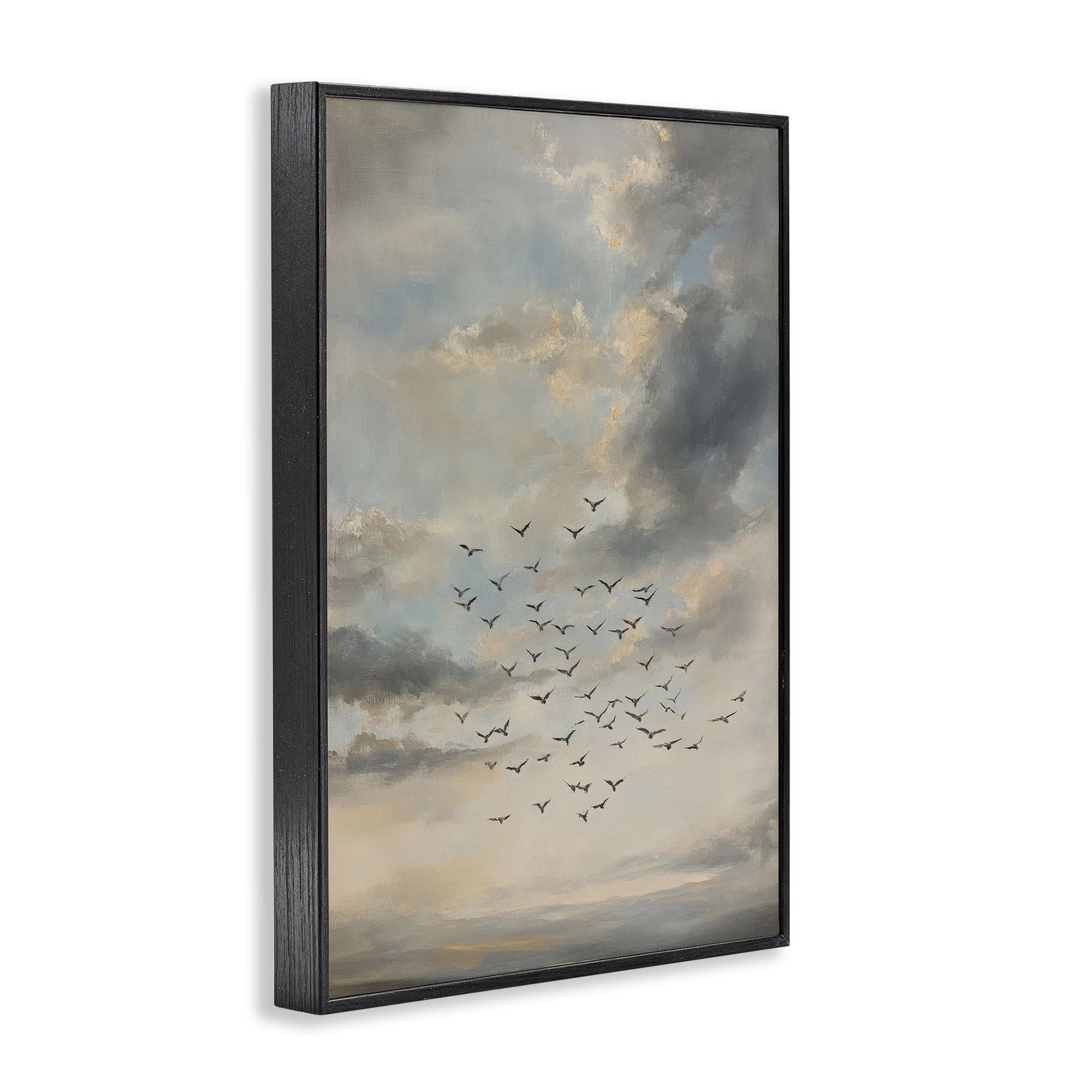 Stupell Industries Birds in the Clouds at Dusk Black Framed Giclee Art, design by Petal Prints Design