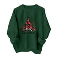 thumbnail image 4 of Guzom Womens Green Christmas Crewneck Sweatshirt - Long Sleeve with Buffalo Plaid Tree & Merry Christmas,Size XS, 4 of 5