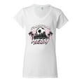 thumbnail image 2 of Wild Bobby It's About To Get Miami Soccer Skyline Sports Women Standard V-Neck Tee, White, Small, 2 of 5