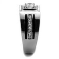 thumbnail image 4 of Mens Ring Round Cut Squared Center Stainless Steel Ring with AAA Grade CZ in Clear, 4 of 7