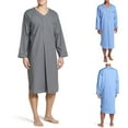 thumbnail image 4 of Men Loose V Neck Long Sleeve Nightgown Pajamas Comfy Cotton Sleepwear Top Shirt, 4 of 6
