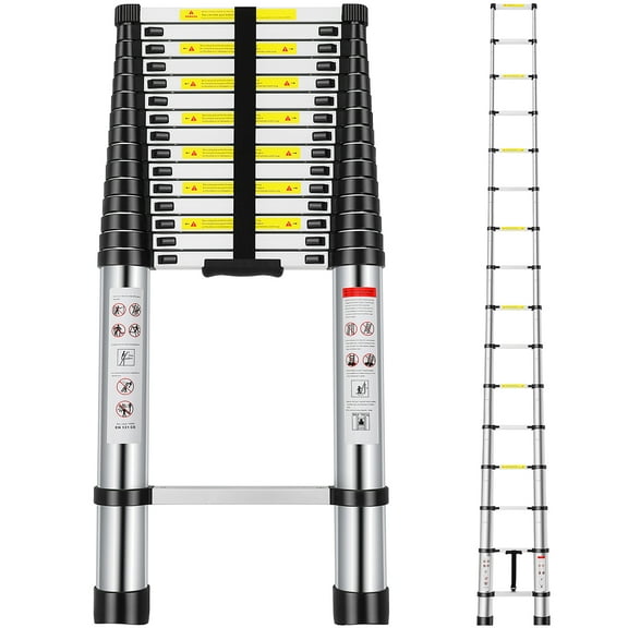 Telescoping Extension Ladder 20.3 FT , Aluminum Alloy Folding Telescopic Ladder with Locking Mechanism, Multi-Purpose Collapsible Ladder for Household Or RV Outdoor Work, Heavy Duty 330 lbs Load