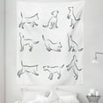 thumbnail image 1 of White Black Tapestry, Digital Sketches of a Puppy Moving Around Scratching Simple Life Style Work, Fabric Wall Hanging Decor for Bedroom Living Room Dorm, 5 Sizes, White Black, by Ambesonne, 1 of 1