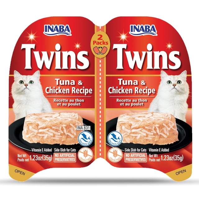 INABA Twins Cups for Cats – Tuna & Chicken Recipe, Vitamin E Added, 2 Cups (2 x 35g), 70g Total