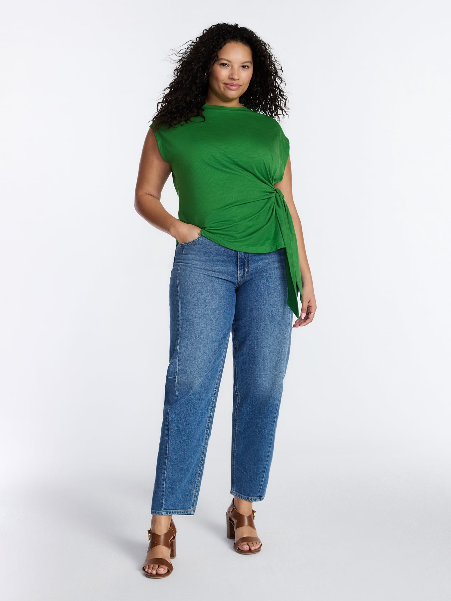 Terra & Sky Women’s Plus Side Tie Dolman Tee, Size 0X-5X
