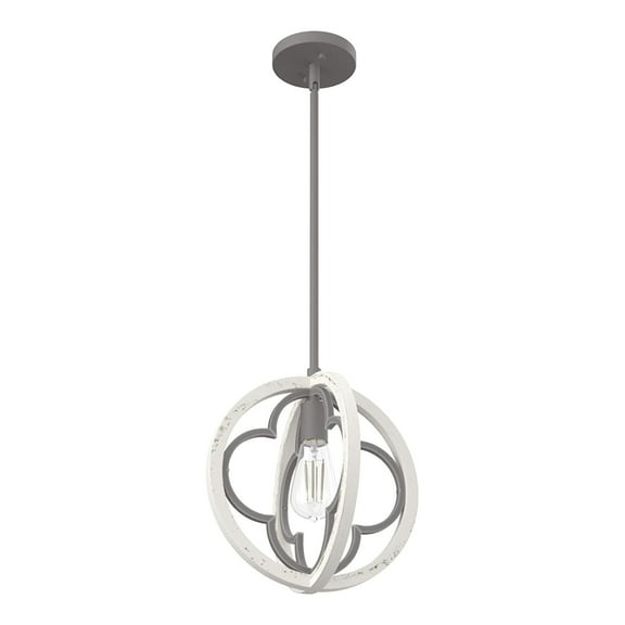 Open Box Hunter Fan Company Gablecrest 12" Rustic Concrete Light Pendant, White