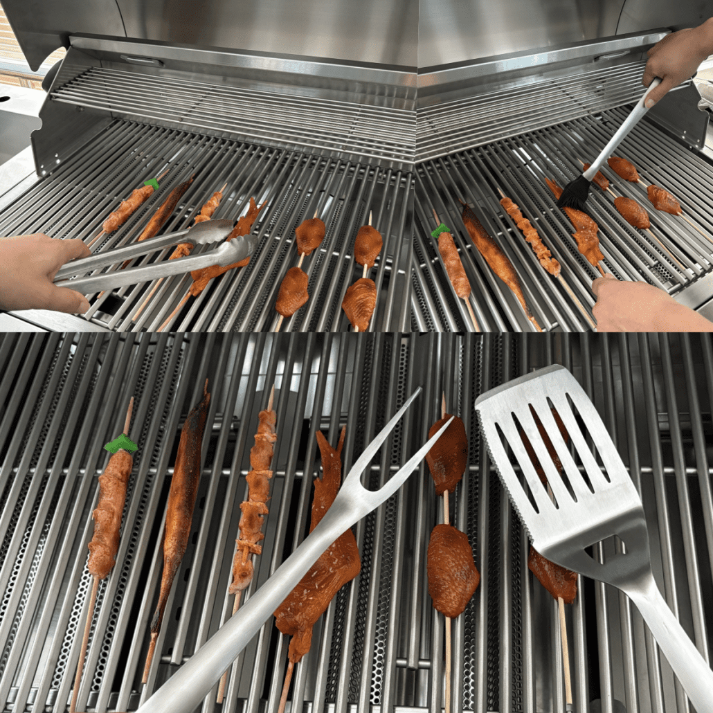 Heavy Duty Stainless Steel BBQ Tool Set with Spatula, Locking Tongs & Silicone Brush – Multi-Surface Grill Accessories for Gas/Charcoal – Perfect Gift for Dad or Chef