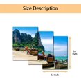 thumbnail image 4 of Wall Art Set of 3 - Traditional Thai Boats at The Beach of Krabi Province - Perfect for Modern Home Decor - Ideal Wall Decor for Living Room Bedroom Bathroom and Office (12"x16"x3), 4 of 6