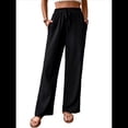 thumbnail image 3 of Pantalones Palazzo de para Mujer, Elegantes, de Verano, de Pierna , Holgados, Estilo Bohemio, de , para Playa, con Bolsillos. Negro M, 3 of 10