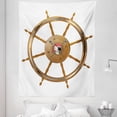 thumbnail image 1 of Vintage Tapestry, Wooden Steering Wheel Image of Pirate Skull Seaman Lifestyle Ocean Inspired, Fabric Wall Hanging Decor for Bedroom Living Room Dorm, 5 Sizes, Brown Black, by Ambesonne, 1 of 1