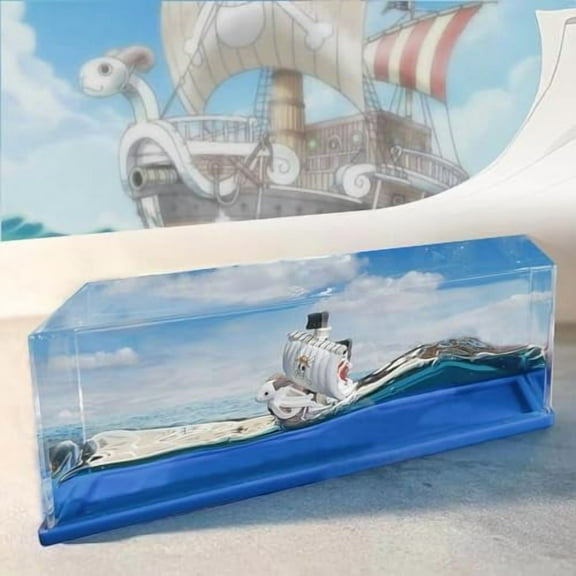 Unsinkable Going Merry Pirate Ship Boat in a Box, Non Sinking Cruise Ship Fluid Drift Bottle Decorations Desk Decor Display Gifts for Anime Fans