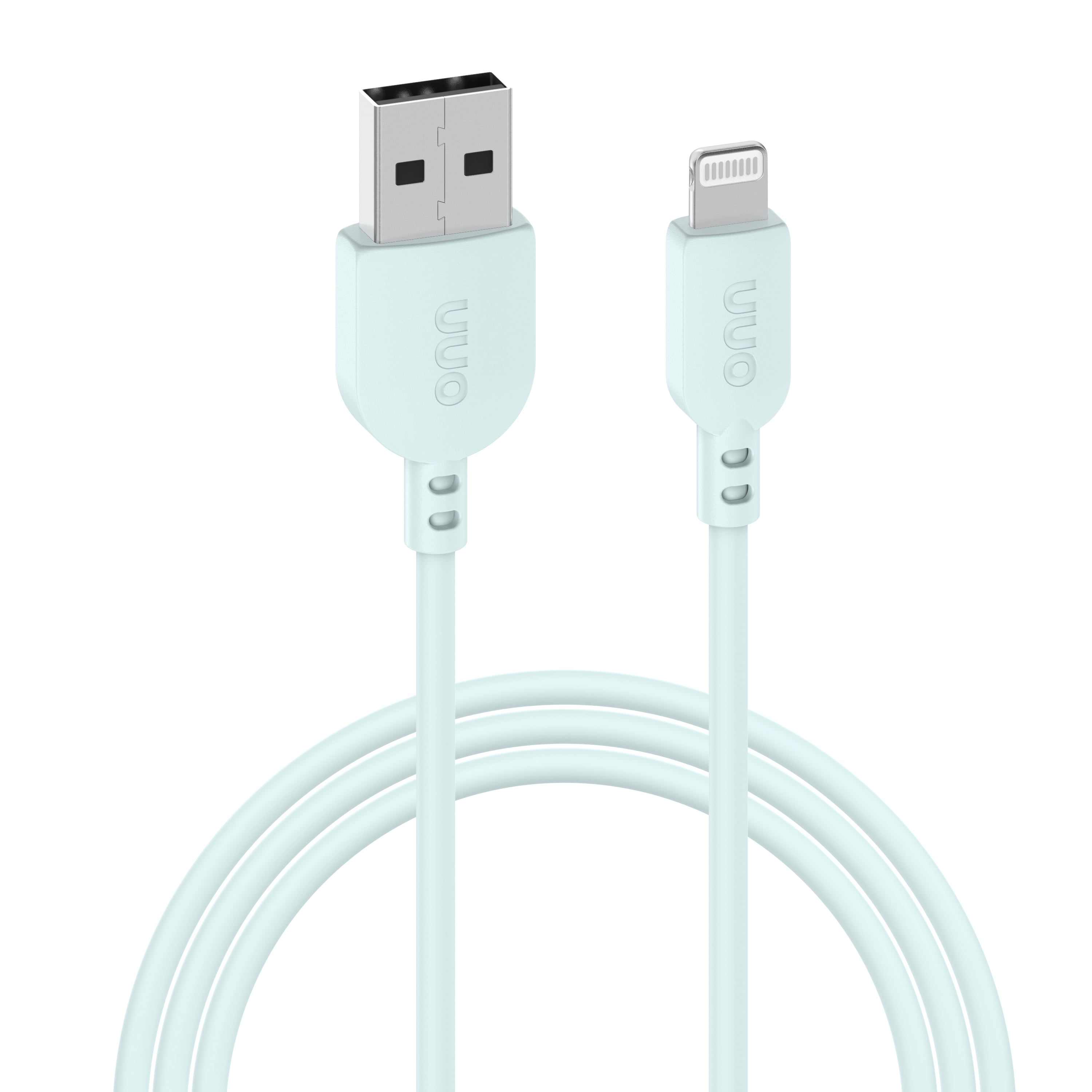 onn 3' Lightning to USB Charging and Data Cable, Aqua, 480 Mbps, Compatible with iPhone/iPad/iPod
